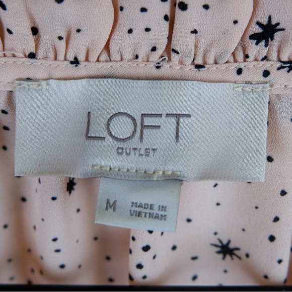 Loft Ruffle Collar Pink Patterned Blouse | M - Picture 2 of 5